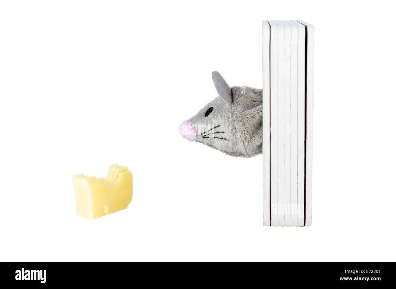 Toy mouse with cheese isolated on white background Stock Photo Alamy