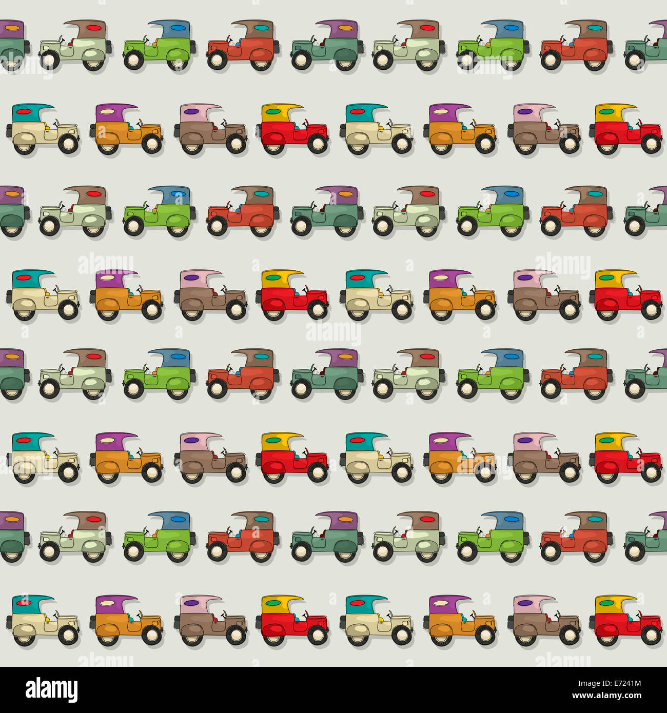 Seamless wallpaper pattern with cartoon cars Stock Photo