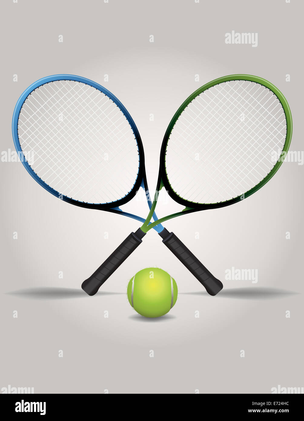 An illustration of crossed tennis racquets and a ball Stock Photo - Alamy