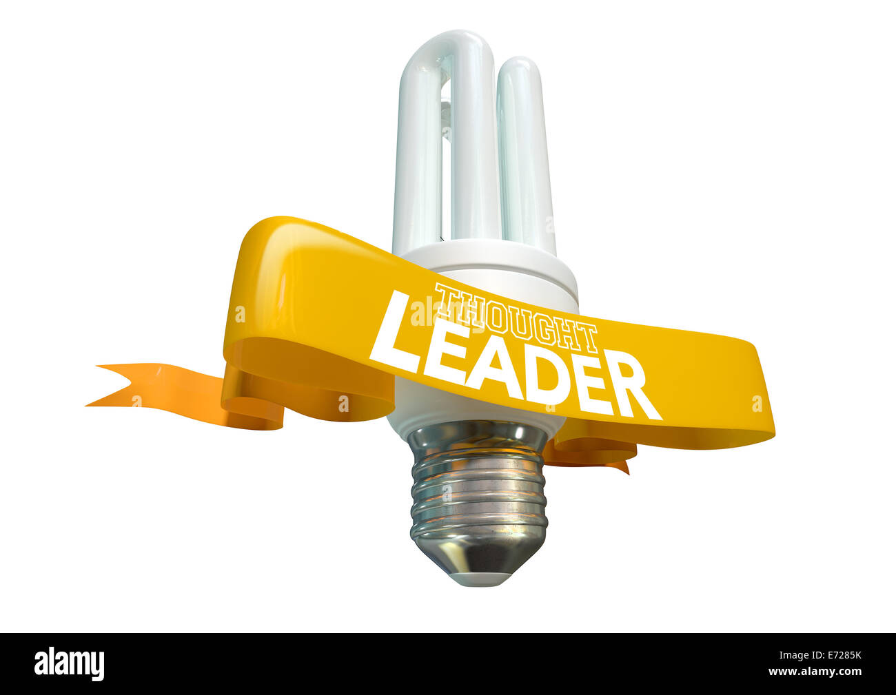 A Regular Fluorescent Light Bulb With Shiny Yellow Banner And The