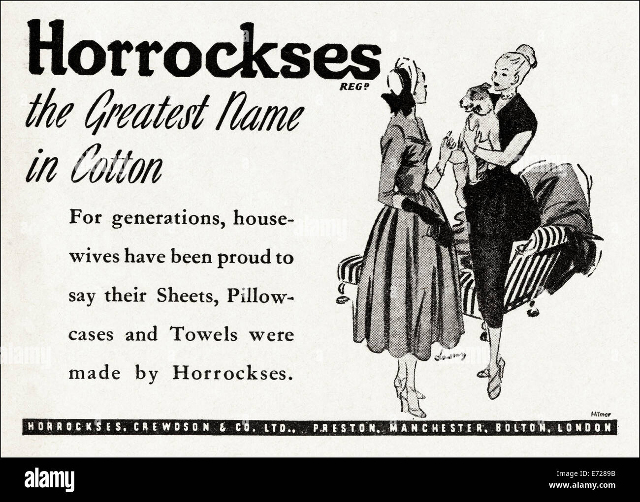 1940's advertisement for HORROCKES cotton fabric in English magazine dated November 1949 Stock Photo