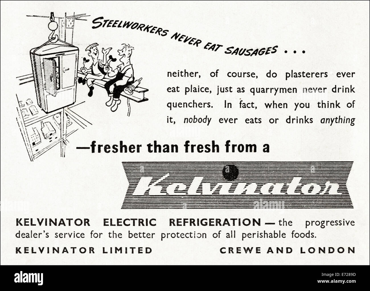 1940's advertisement for KELVINATOR refrigerators in English magazine dated November 1949 Stock Photo