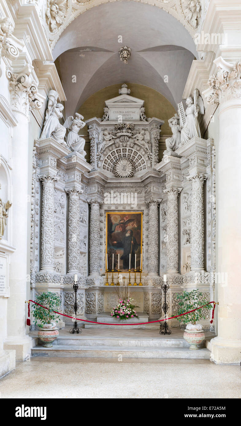 Altar of St. Francis of Paola, by Francesco Antonio Zimbalo, 1614, Baroque of Lecce, also Baroque of Salento, Santa Croce Church Stock Photo