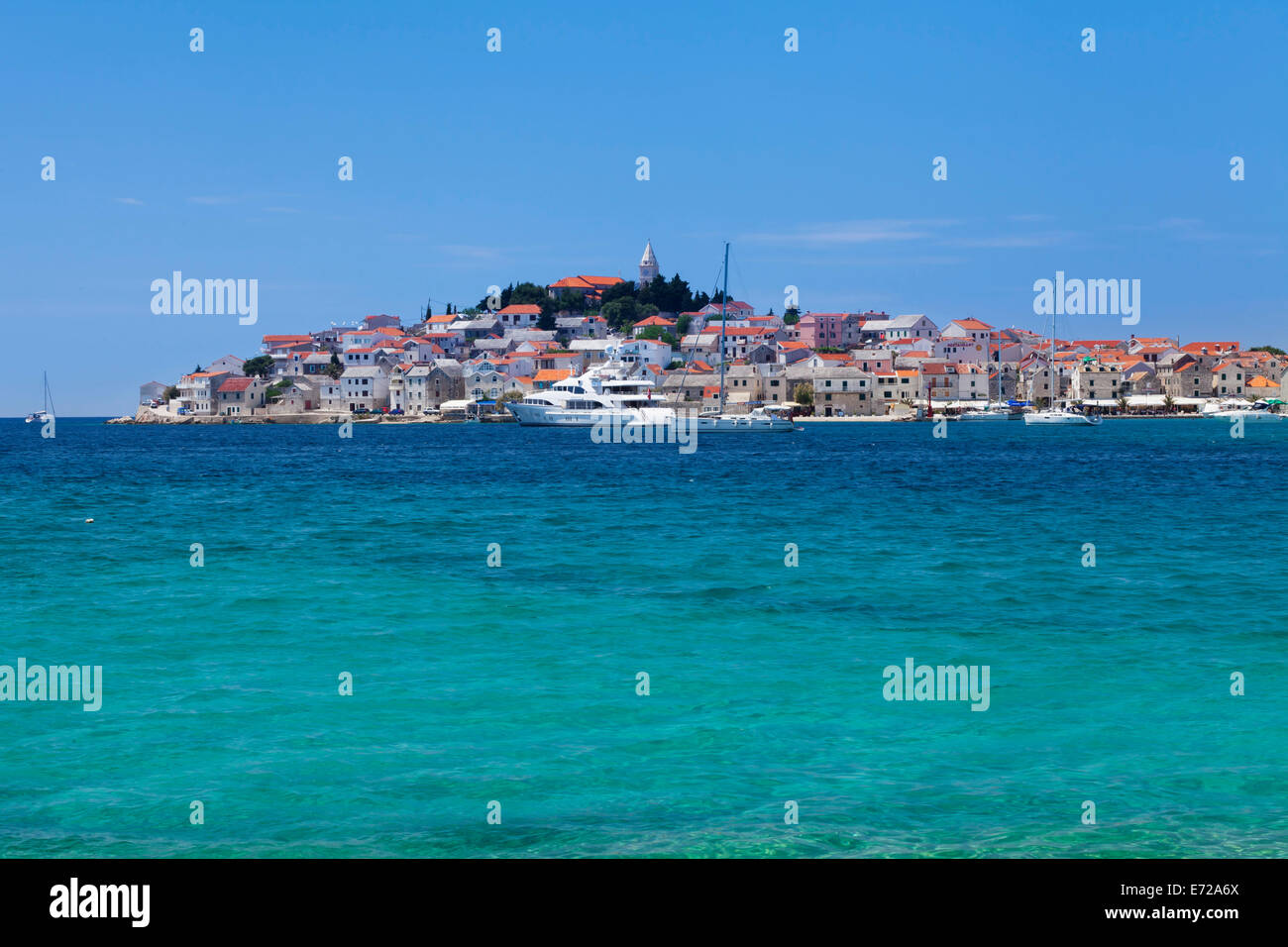View of the town of Primošten, Adriatic coast, Dalmatia, Croatia Stock Photo