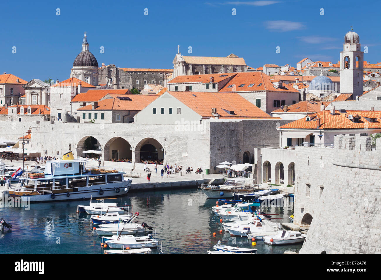 Old Harbour and the historic centre, Dubrovnik, Dalmatia, Croatia Stock Photo