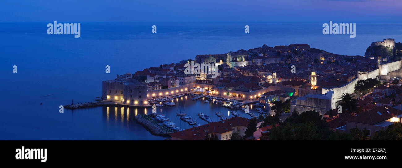Twilight view of Dubrovnik, Dalmatia, Croatia Stock Photo