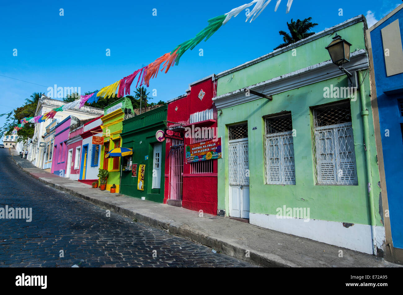 Colourful colonial architecture, Olinda, UNESCO World Heritage Site, Pernambuco, Brazil Stock Photo