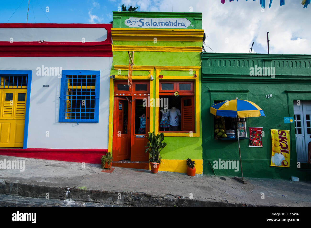 Colourful colonial architecture, Olinda, UNESCO World Heritage Site, Pernambuco, Brazil Stock Photo