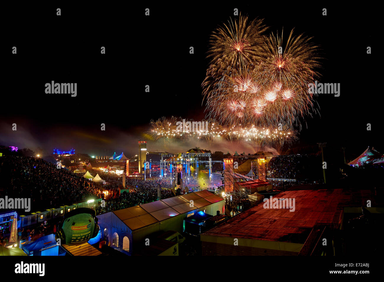 Fireworks, Nature One Festival in 2014, Kastellaun, Rhineland-Palatinate, Germany Stock Photo