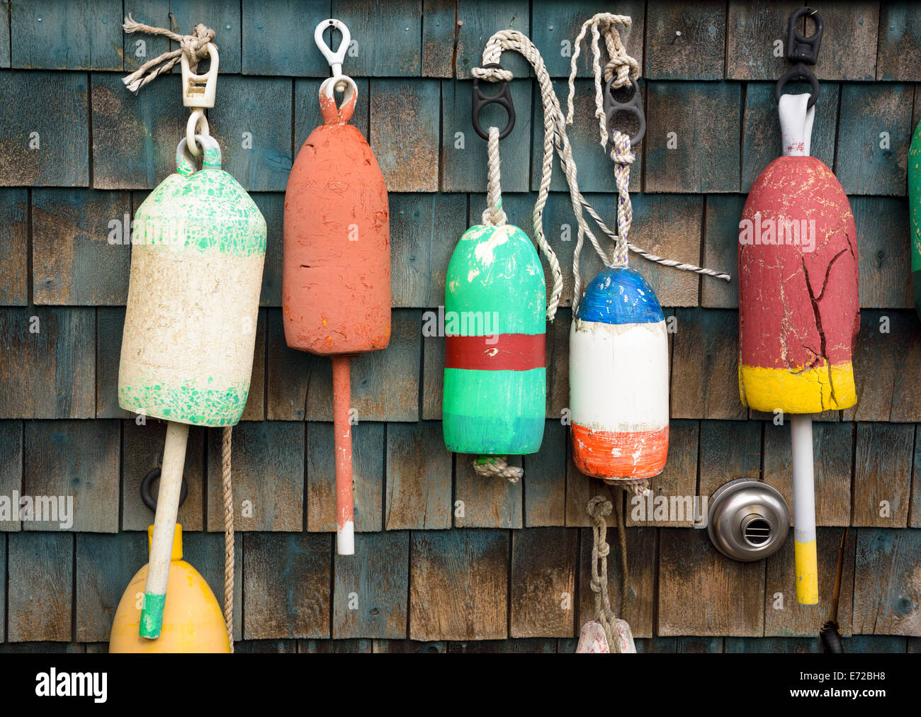 Lost and found lobster bouys, Bernard, Maine. Stock Photo