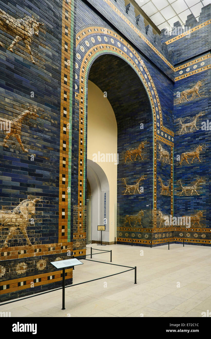 Germany, Berlin, Pergamon Museum  The Ishtar Gate from Babylon dating from 575 BC. Stock Photo