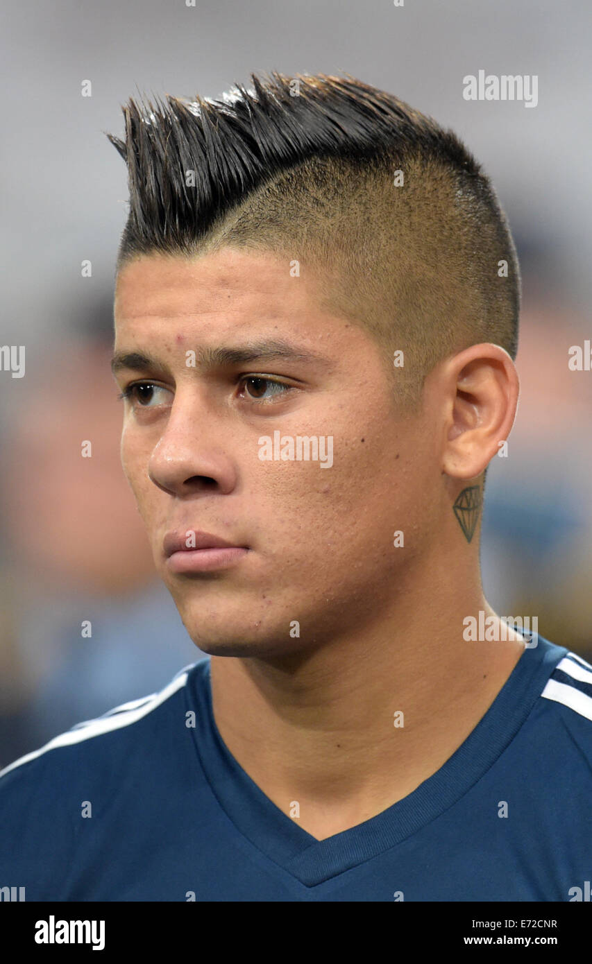 Duesseldorf, Germany. 03rd Sep, 2014. Argentina's Marcos Rojo during the international match between Germany and Argentina at Esprit Arena in Duesseldorf, Germany, 03 September 2014. Photo: BERND THISSEN/dpa/Alamy Live News Stock Photo