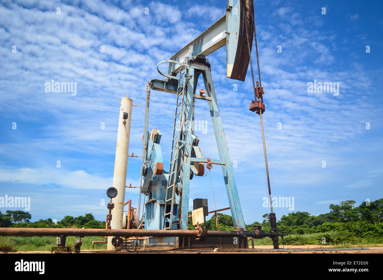 Onshore oil well (pumpjack) in Angola (Soyo province) Stock Photo