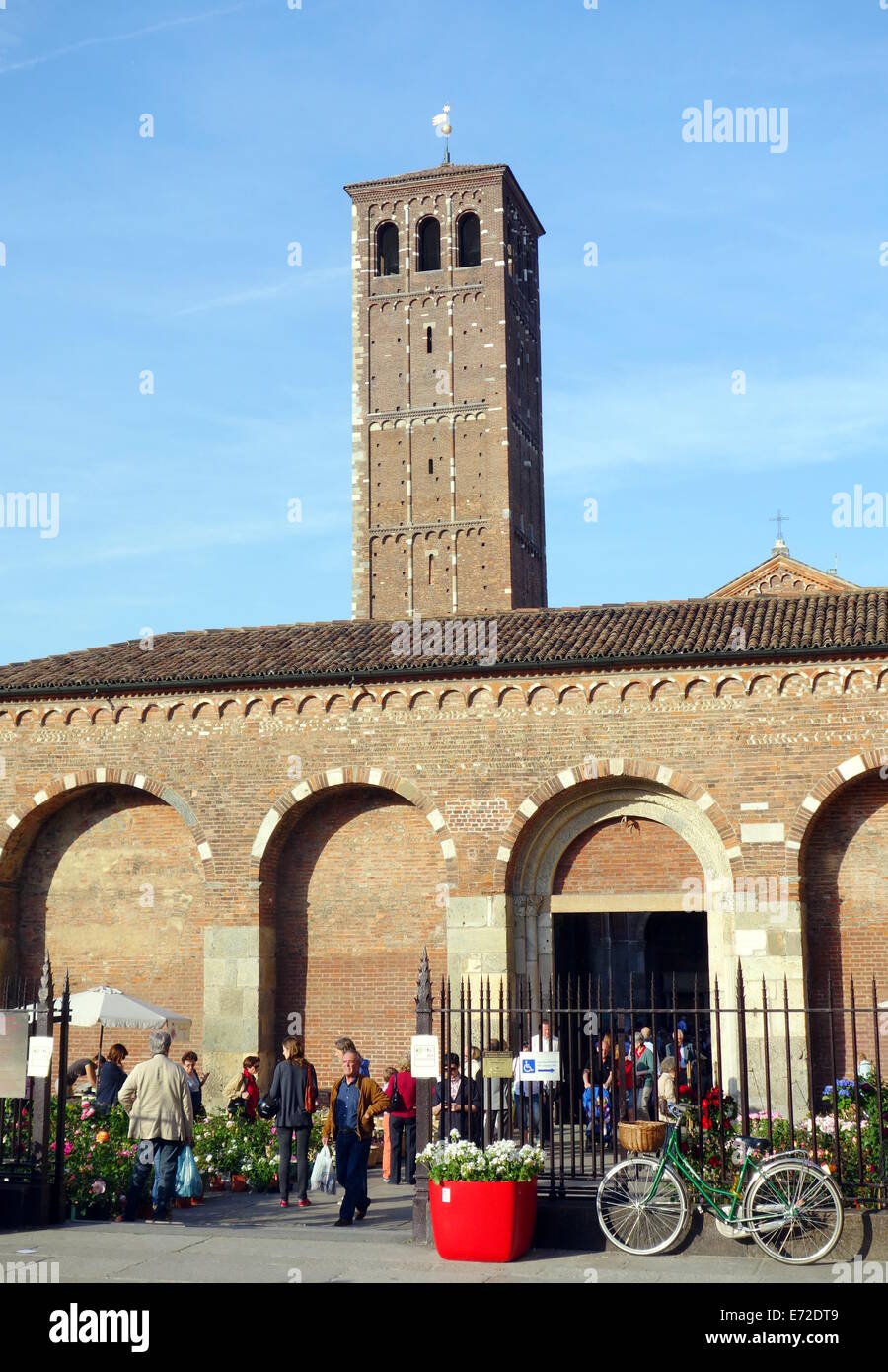 Sant'Ambrogio Basilica from outside in Milan, Italy Stock Photo