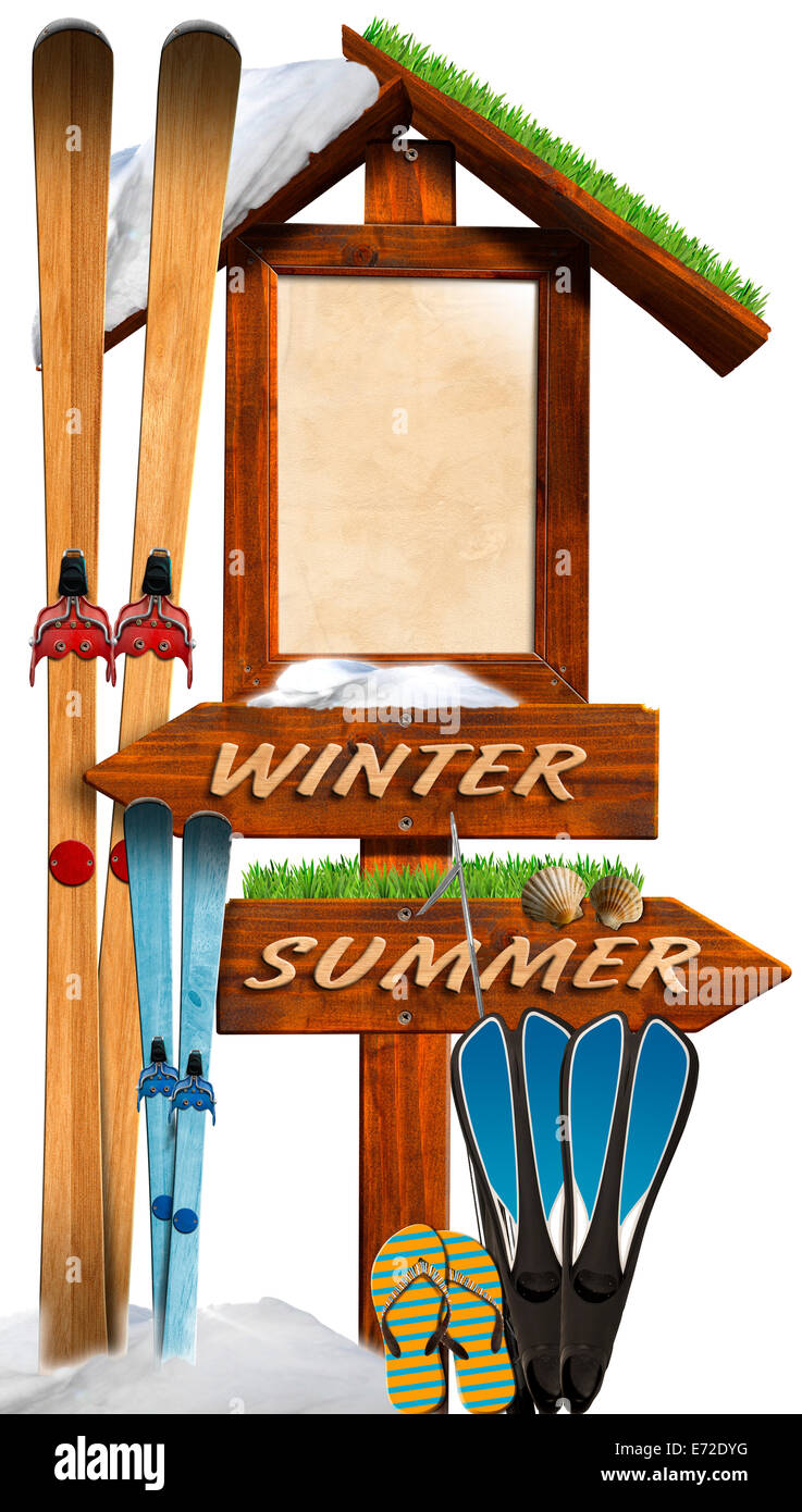 Wooden signage ski hi-res stock photography and images - Alamy
