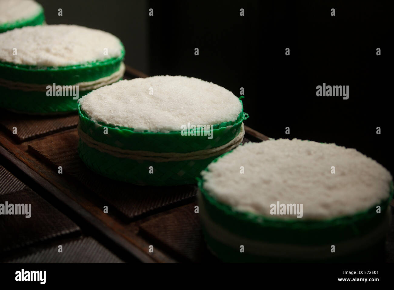 Pecorino cheese covered with salt in Quesos Oliva handmade cheese