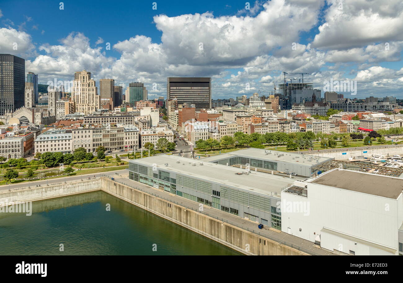 Montreal Skyline Cityscape Landscape from a rear view Panorama Stock Photo