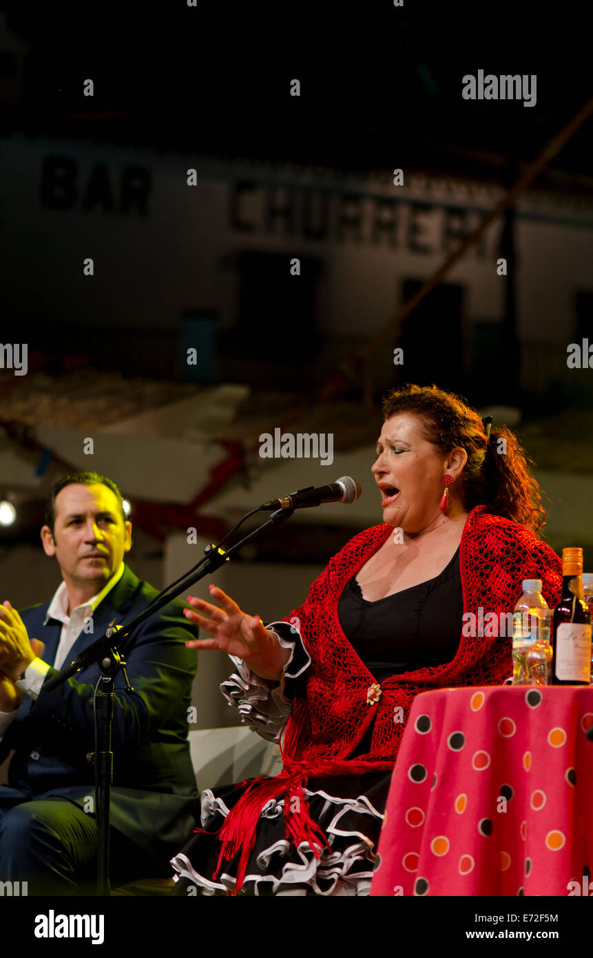 Flamenco singer Paqui Corpas performing at flamenco festival in MIjas pueblo, Andalucia, Spain Stock Photo