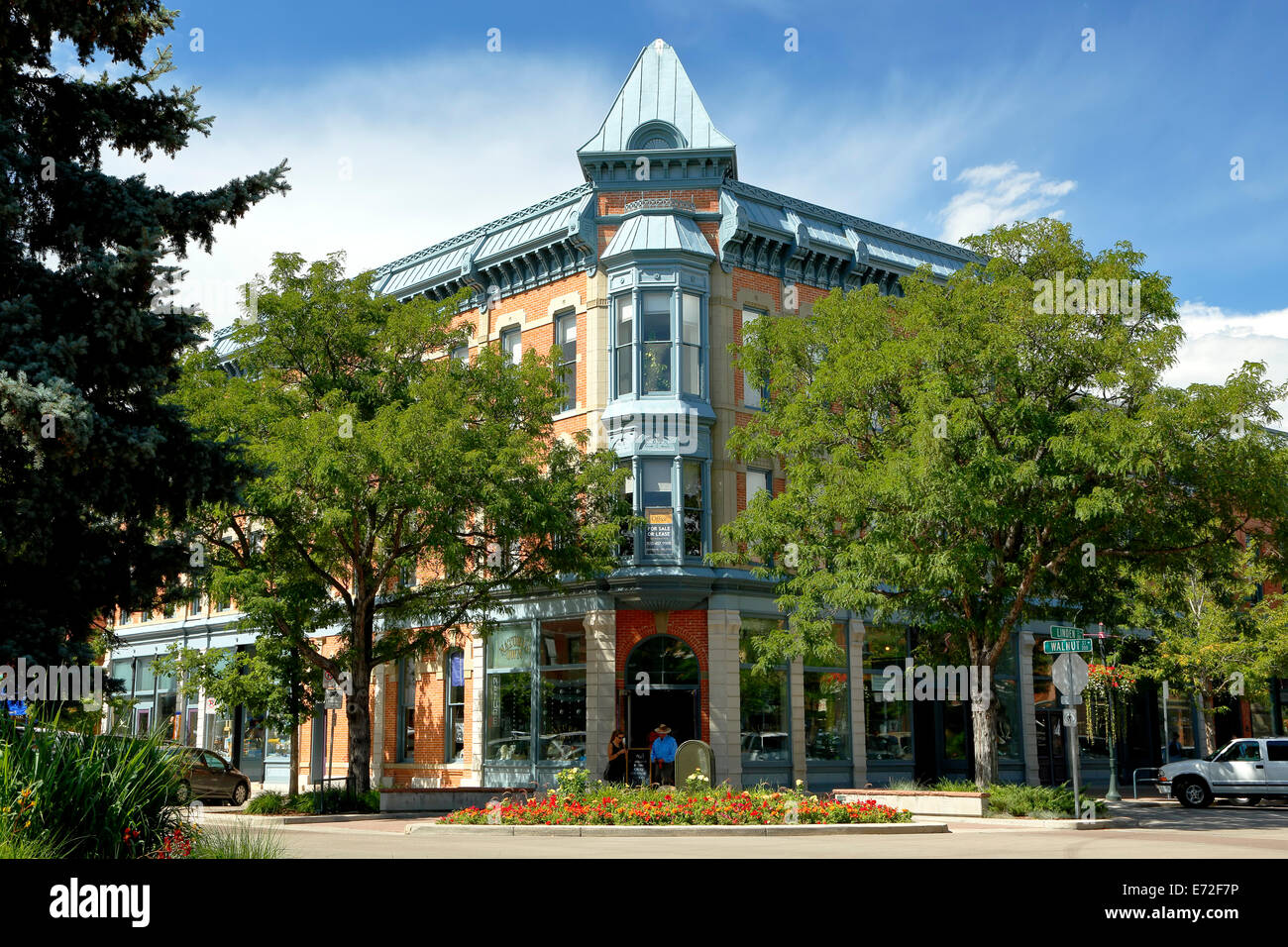 Historic Linden Hotel building, Old Town, Fort Collins, Colorado USA Stock Photo