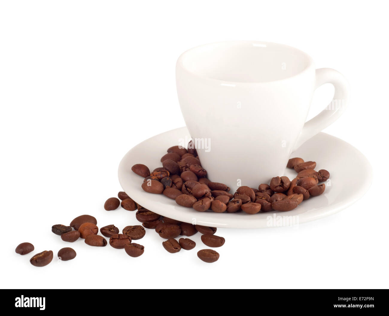 Coffee cup and coffee beans isolated on white background Stock Photo ...