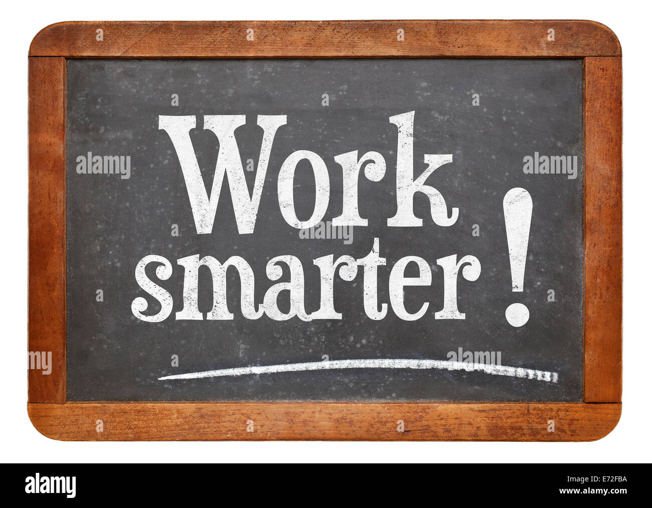 work smarter advice on a vintage slate blackboard Stock Photo