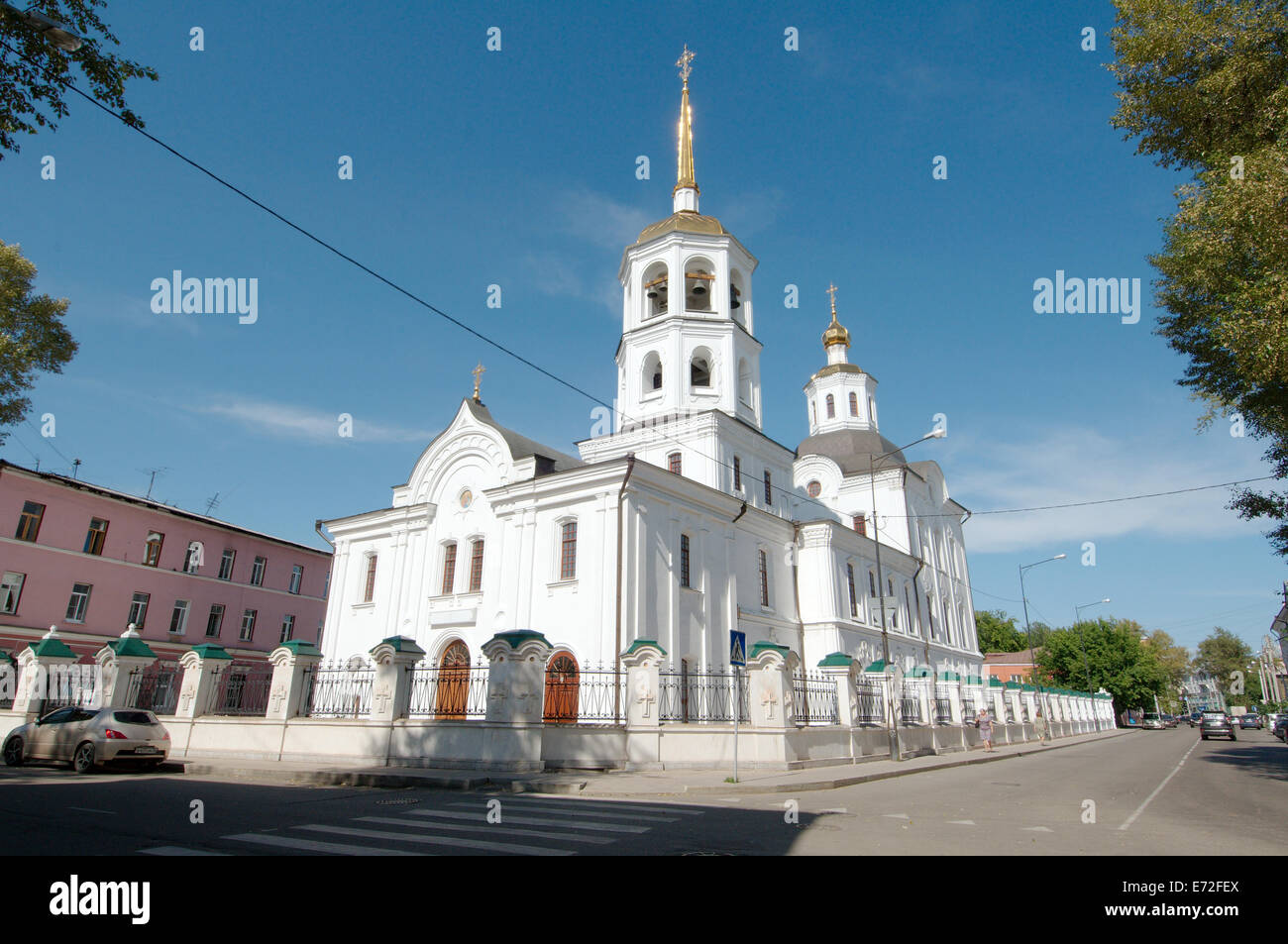 Harlampios church - the Orthodox Church in the historic city center. Irkutsk, Siberia, Russian Federation Stock Photo