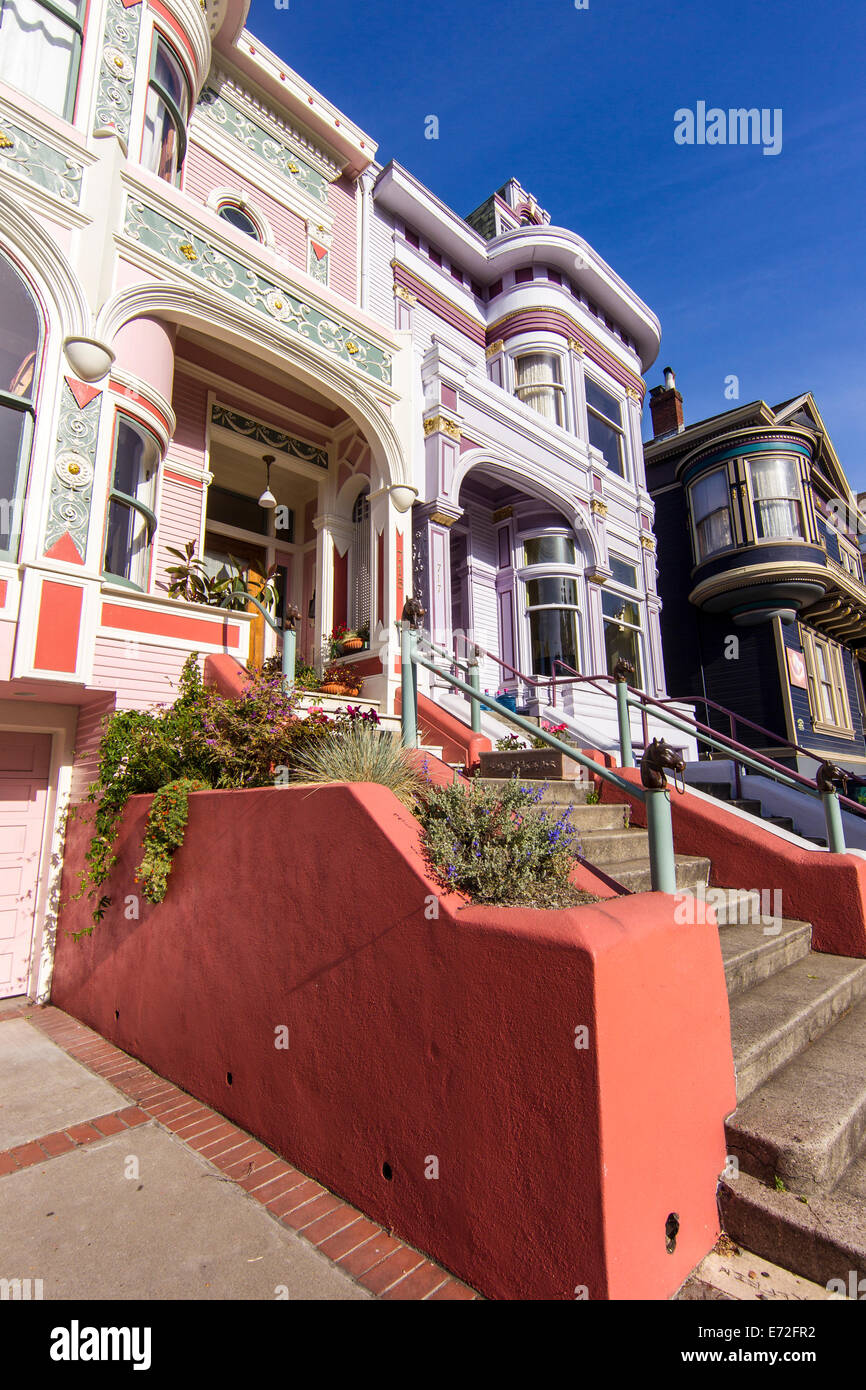 Victorian style homes near Alamo Square in San Francisco, California