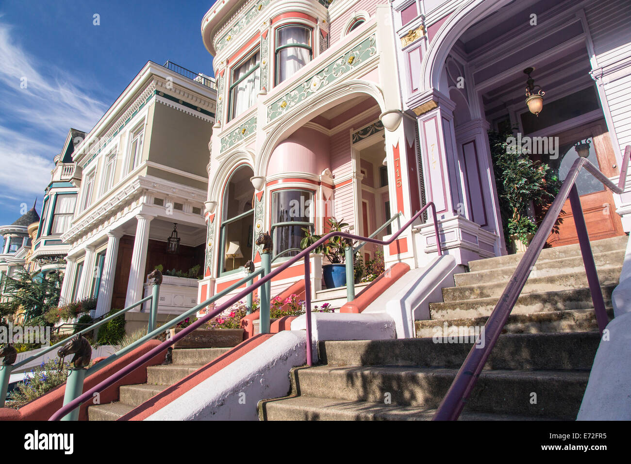 Victorian style homes near Alamo Square in San Francisco, California