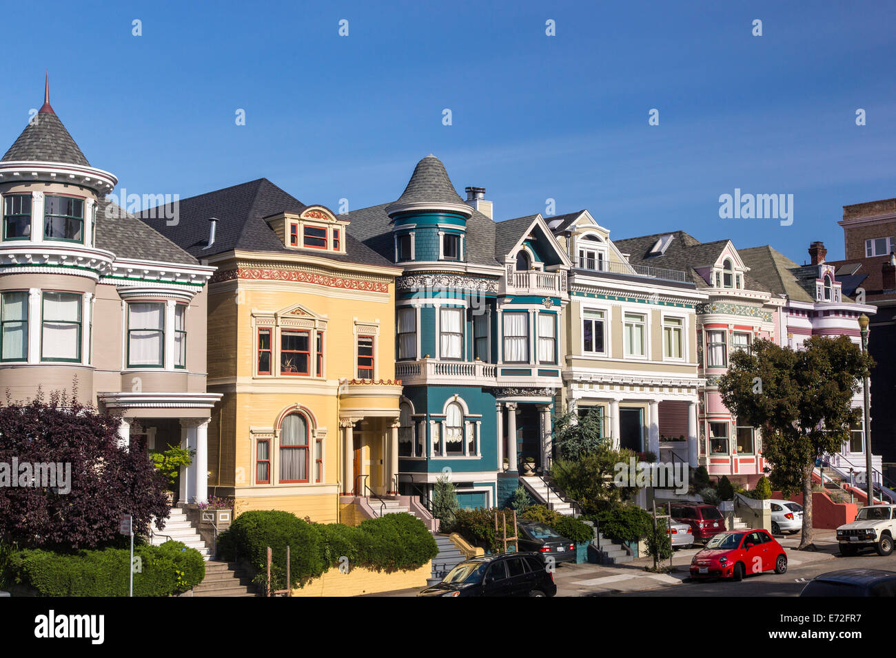 Victorian style homes near Alamo Square in San Francisco, California