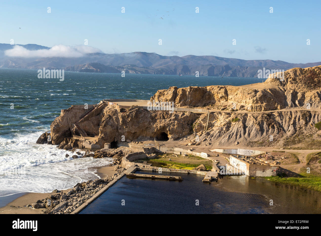 Ruins of the Sutro baths along the Pacific Oceans at Lands End in San Francisco, California, USA. Stock Photo