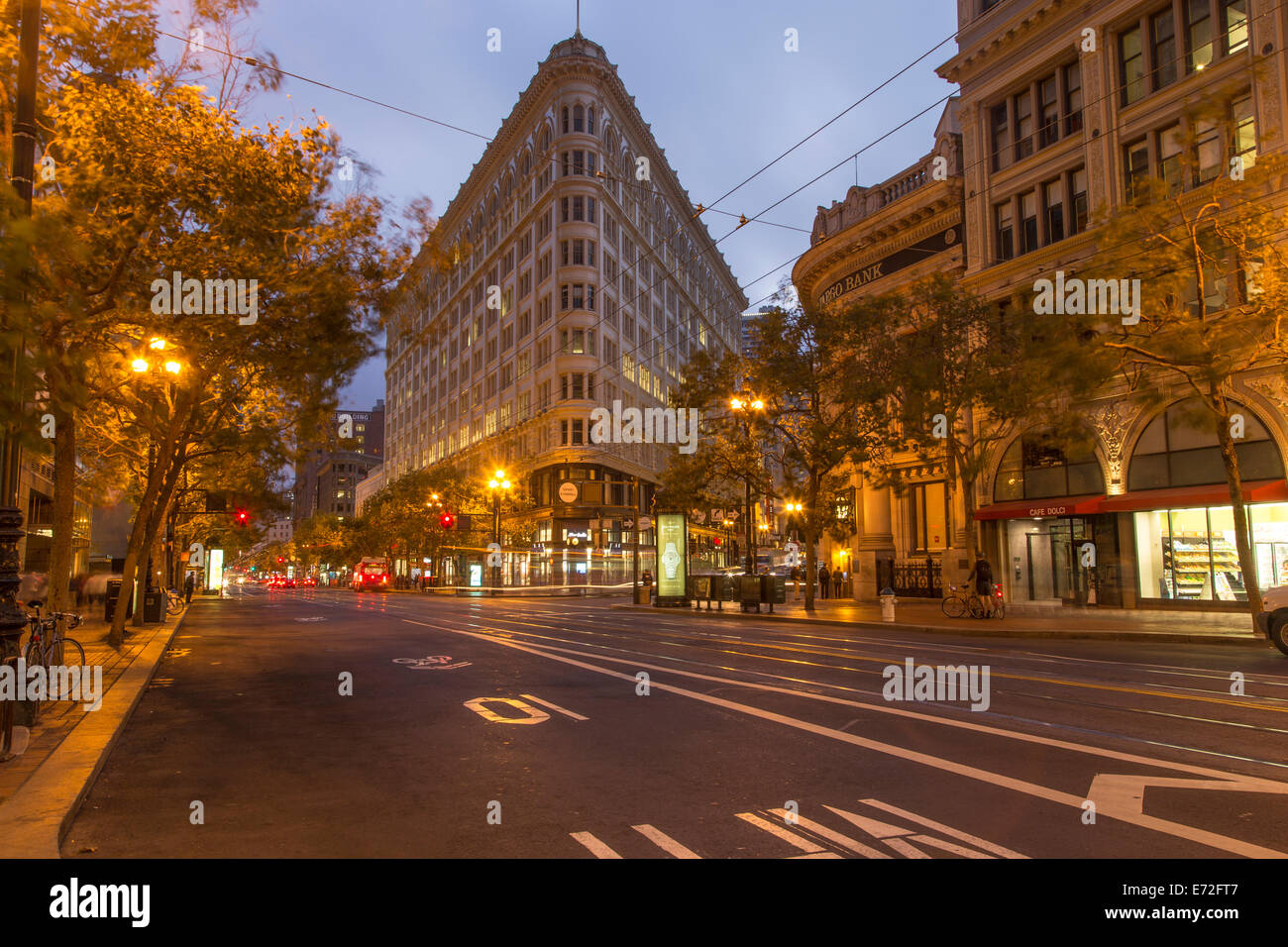 The Phelan building towers above Market and O Farrell streets in downtown San Francisco, California, USA. Stock Photo