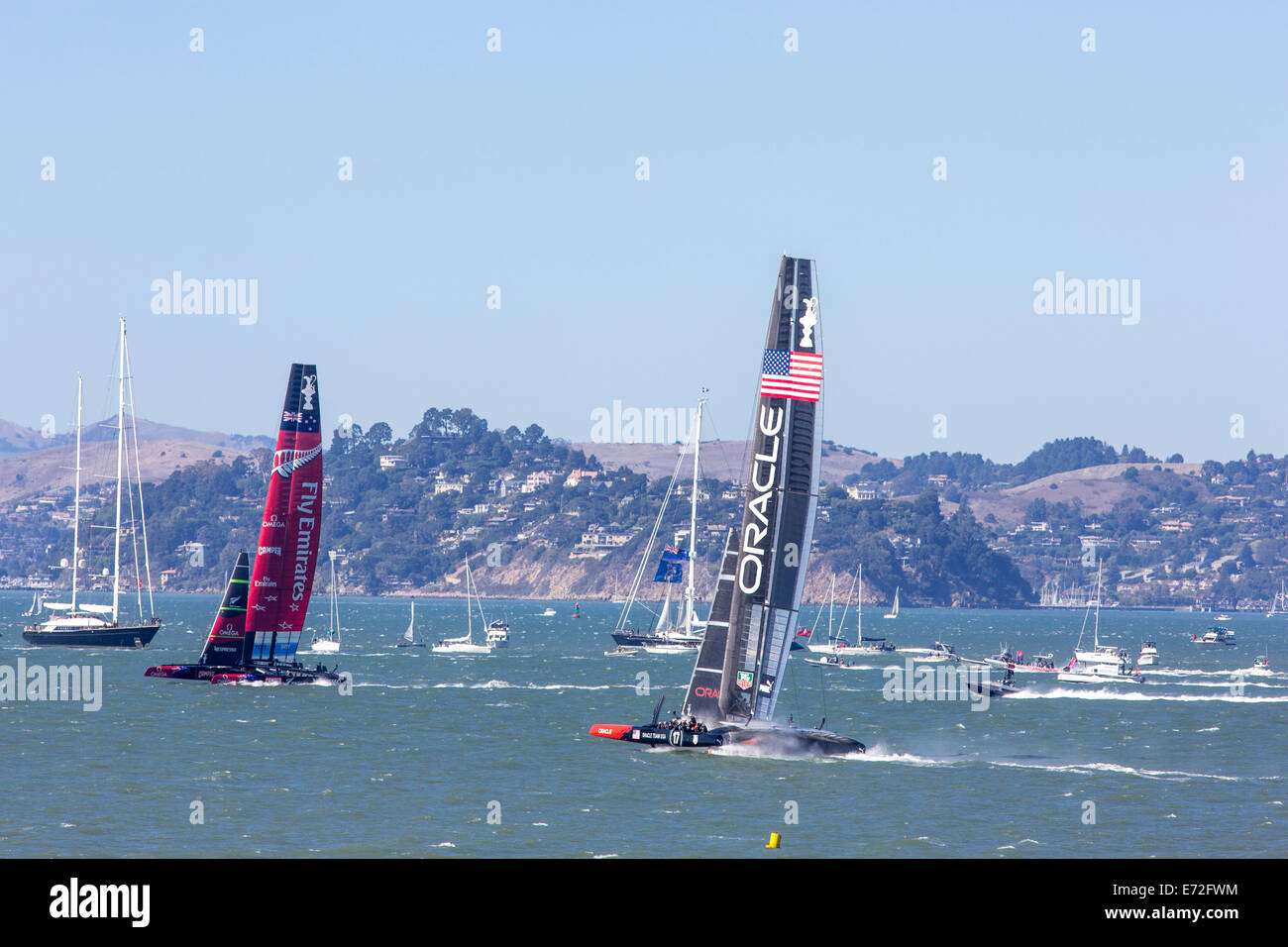 Americas Cup yacht race action in San Francisco, California, USA Stock