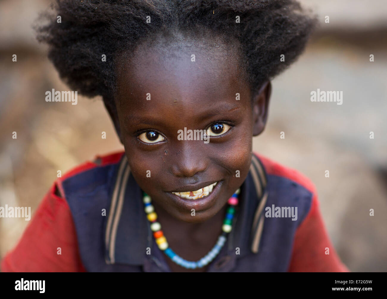 Cute Girl With Afro Hair From Konso Tribe Konso Ethiopia Stock