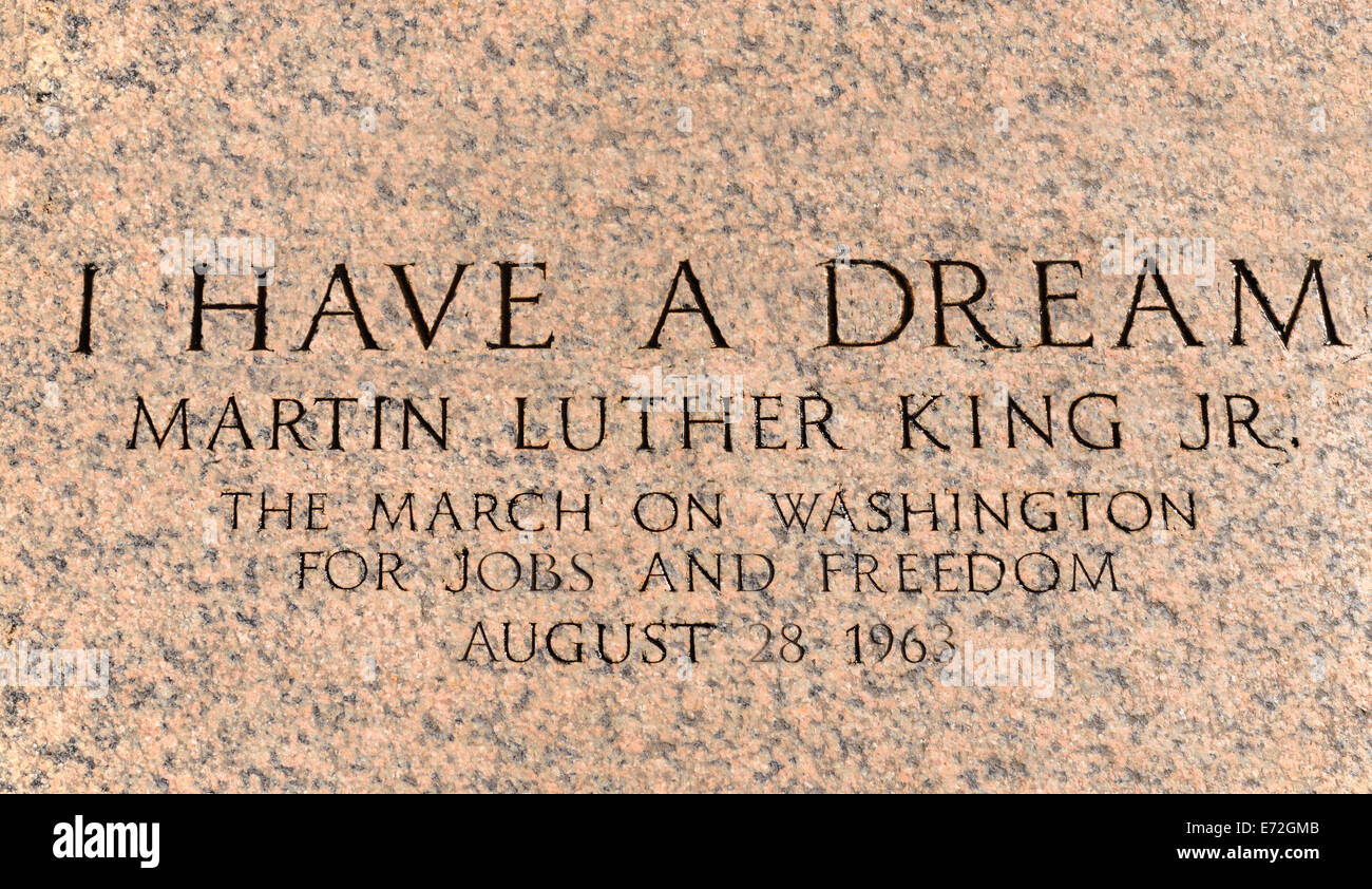 Usa Washington Dc National Mall Lincoln Memorial Martin Luther King March Engraving In Front Of The Peristyle Commemorating His I Have A Dream Speech During The March On Washington For Jobs And