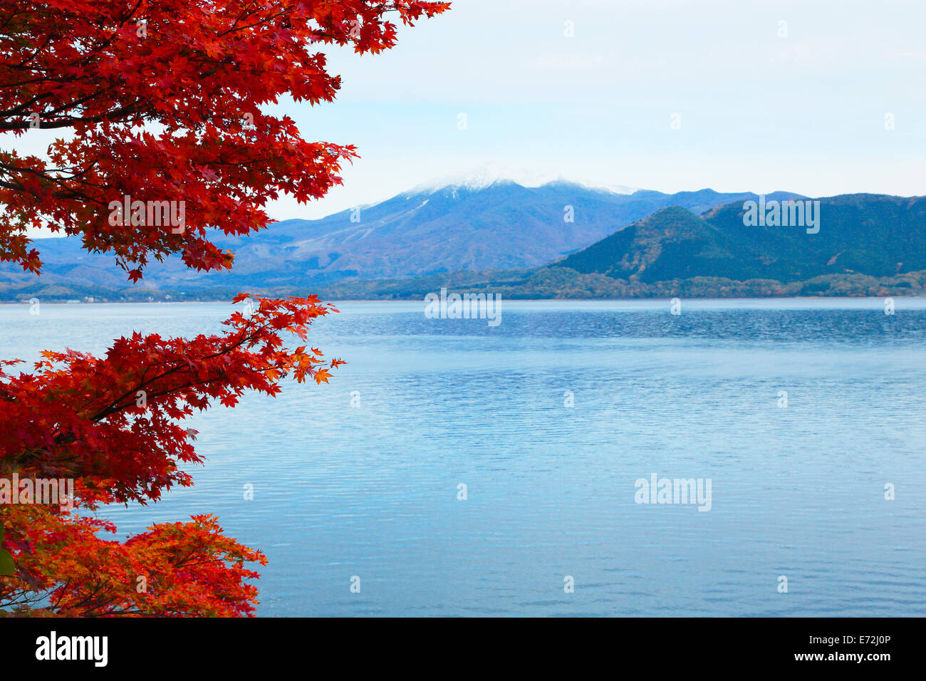 Autumn leaves and Lake Tazawa, Akita Prefecture Stock Photo ...