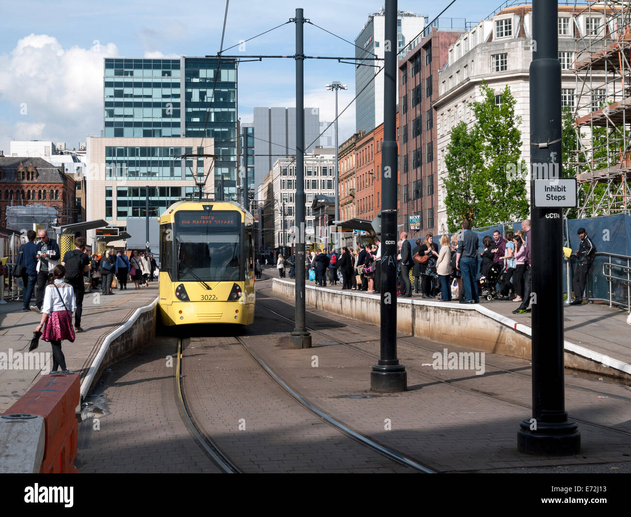 Manchester Metrolink tram at the St. Peter's Square stop, Manchester