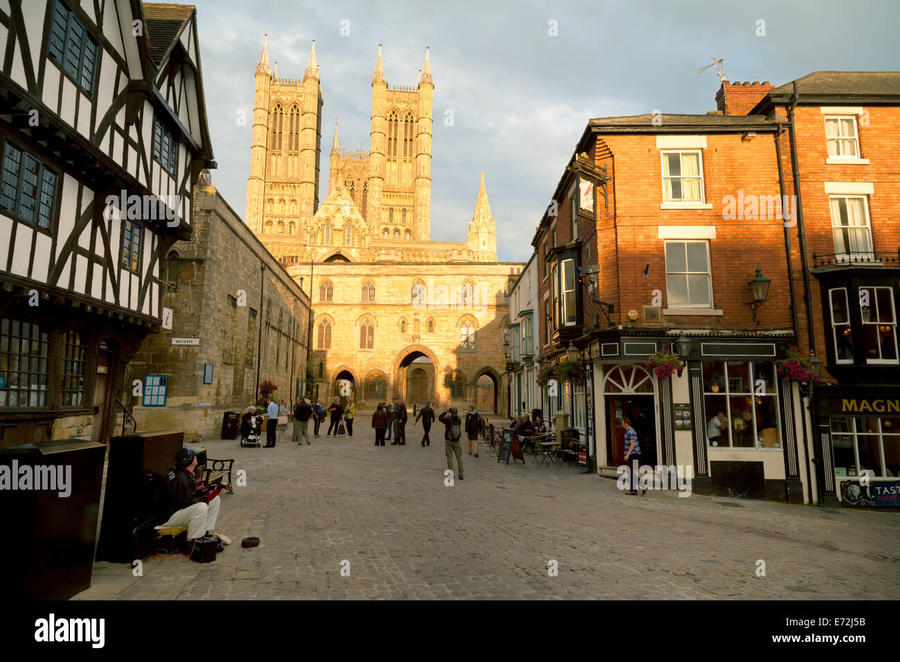 Lincoln Catheral at sunset, Lincoln city centre, Lincolnshire UK Stock Photo