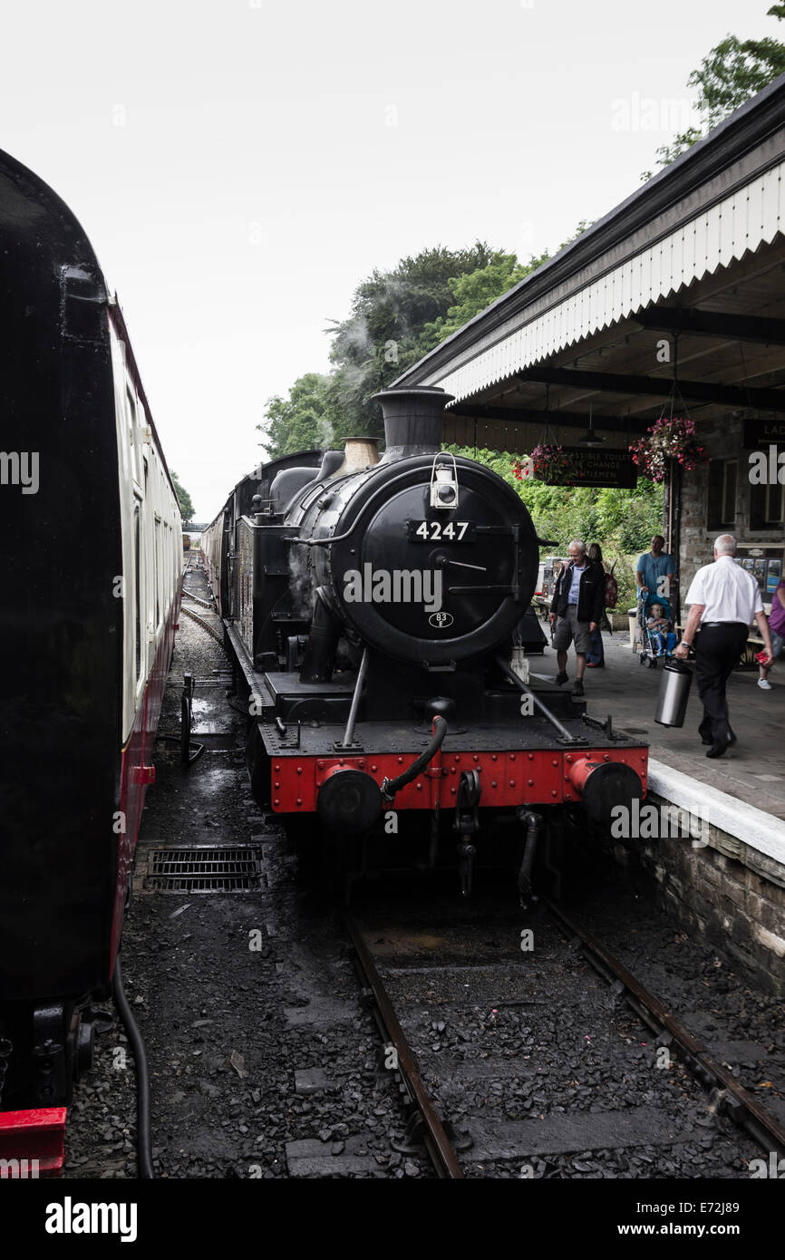 Great Western 2-8-0 tank engine on the Bodmin and Wenford steam railway ...