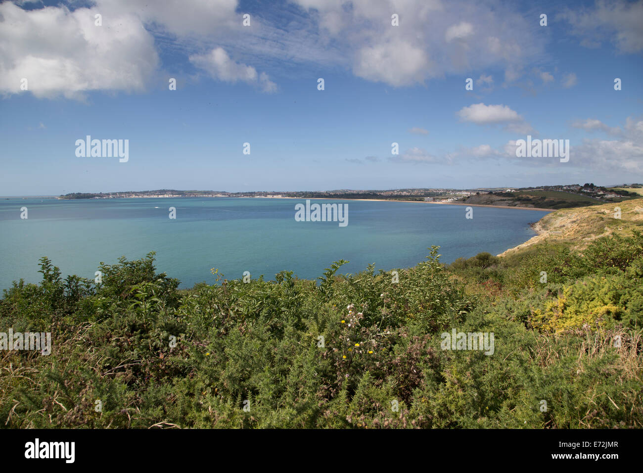 Indian Summer - View to Preston beach and Weymouth Bay, Dorset, UK Stock Photo