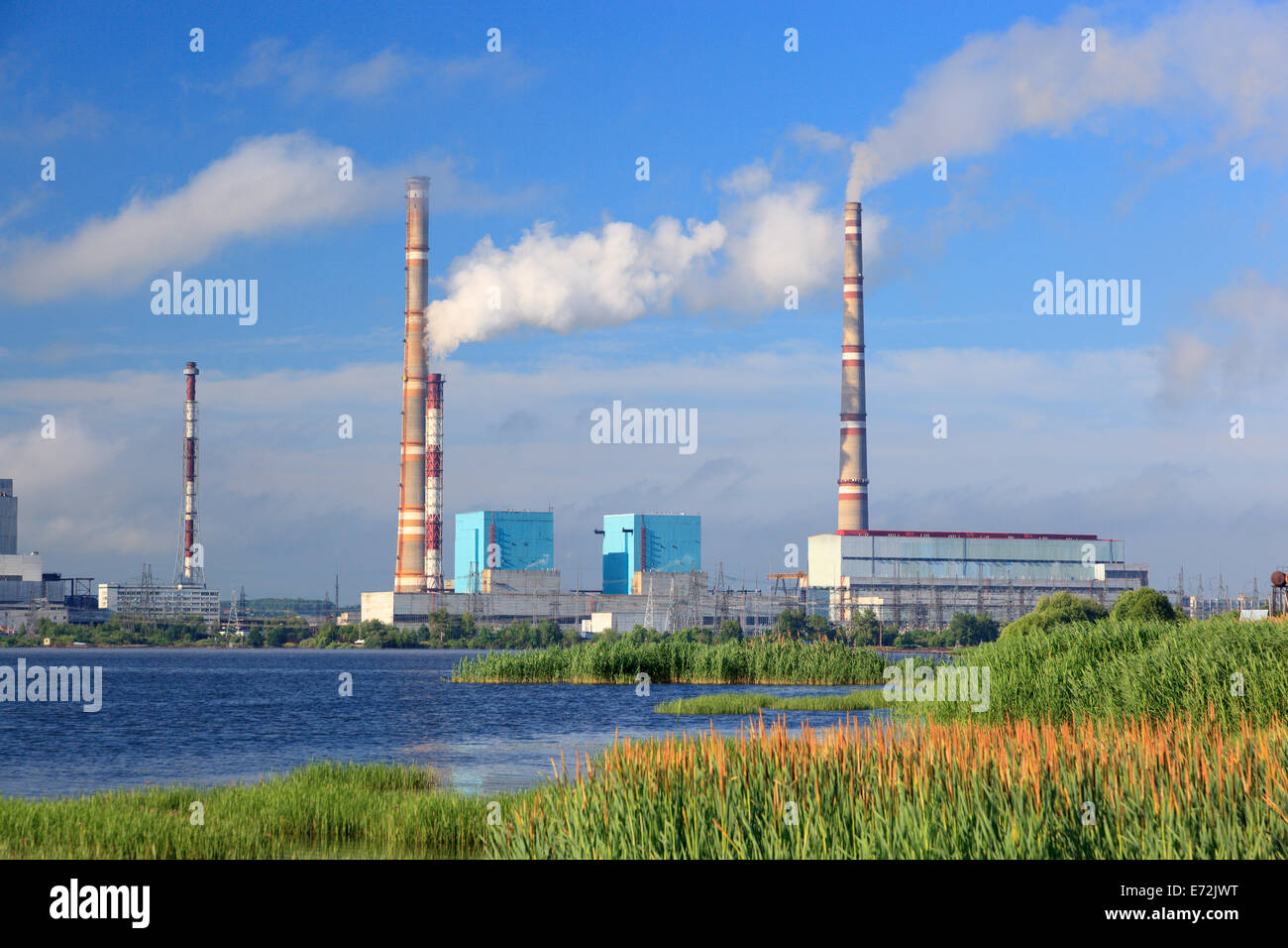 Ryazan Power Station. The power station is located in Novomichurinsk of the Ryazan Oblast, Russia. Stock Photo