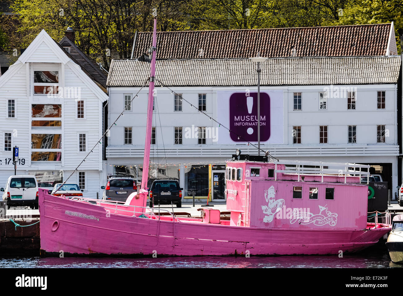 Norway, Stavanger. Moods of Norway's pink boat. Stock Photo