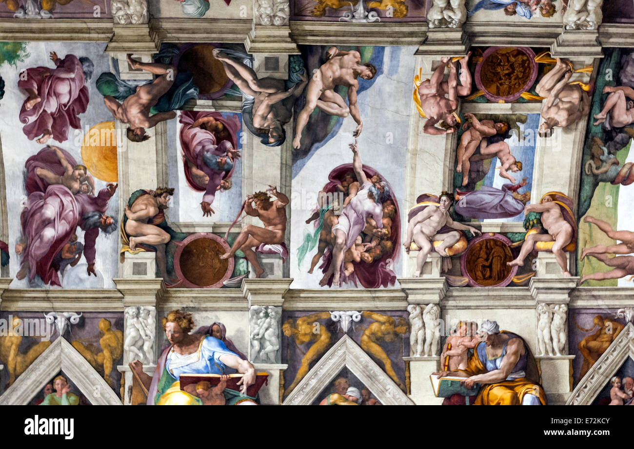 The Sistine Chapel ceiling, painted by Michelangelo. The Creation of