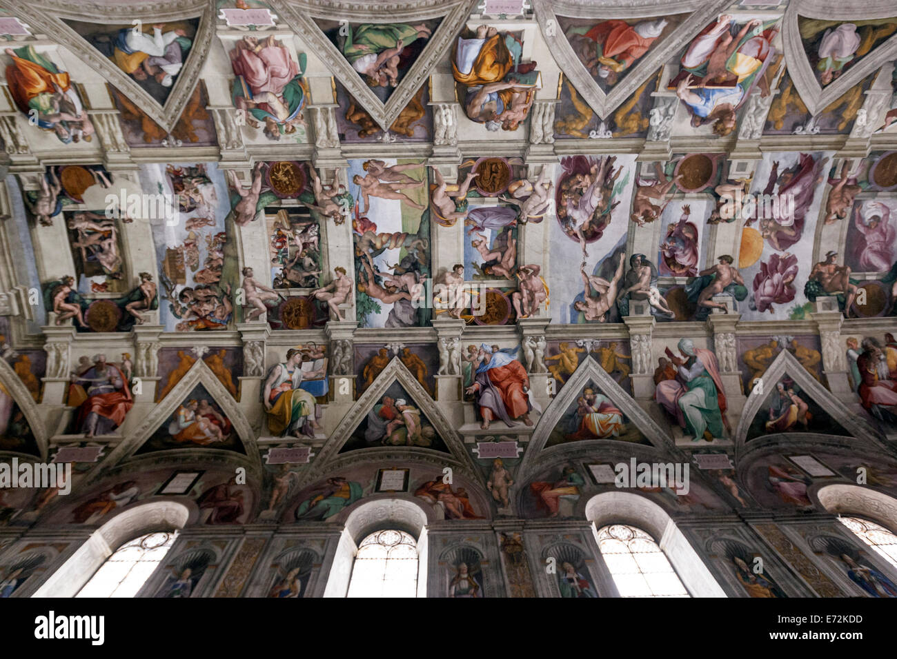 The Sistine Chapel ceiling, painted by Michelangelo. The Creation of ...
