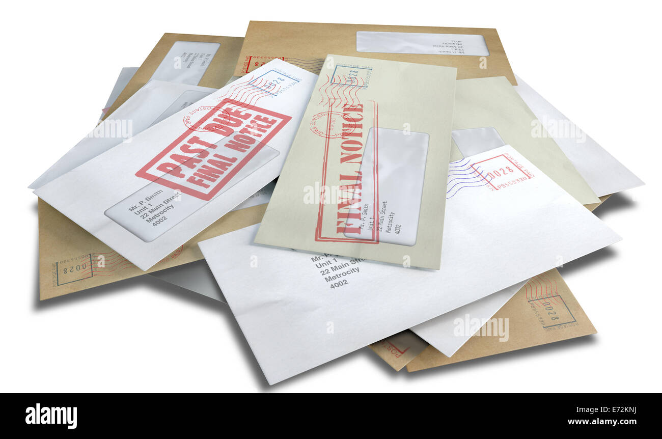 A scattered stack of regular envelopes with delivery stamps and a clear
