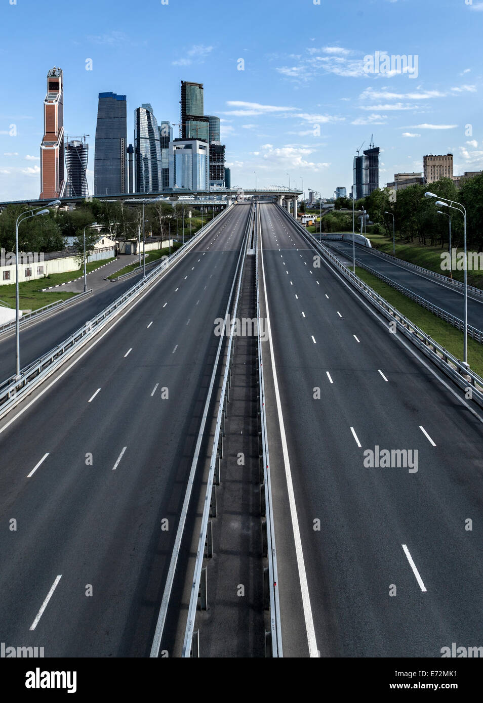 Highway to the biggest russian business center Moscow-city Stock Photo