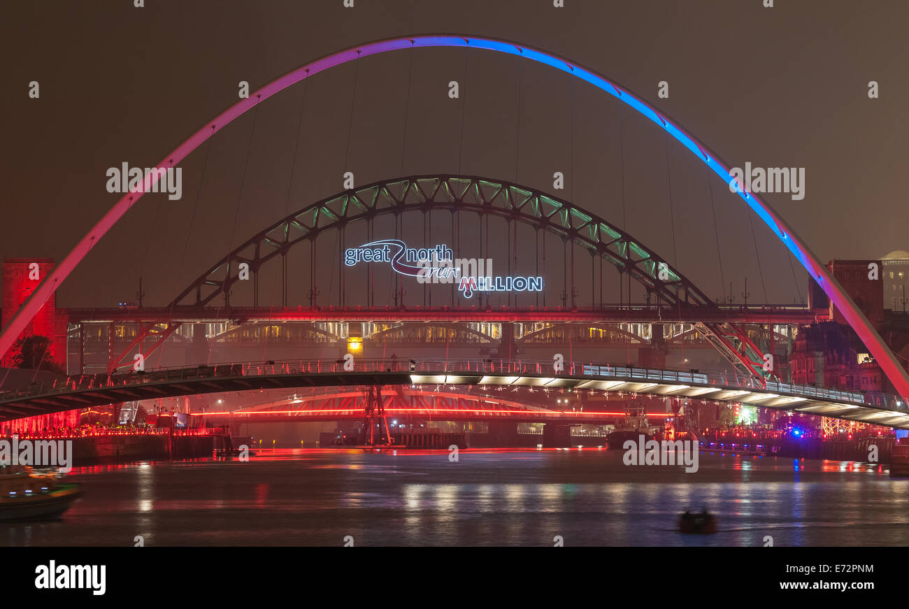 Pictures of event preceding 2014 Great North Run on Tyneside, to celebrate the millionth finisher in the history of the race Stock Photo