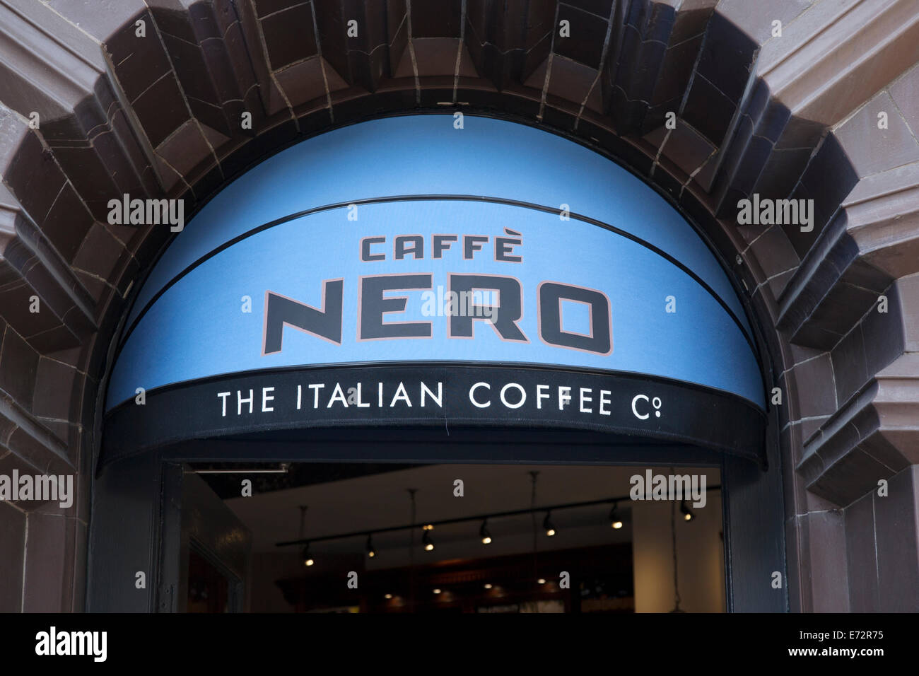 Cafe Nero Sign and Logo in Manchester, England, UK Stock Photo
