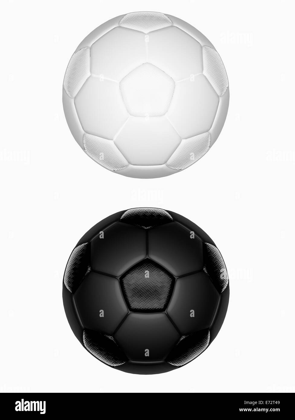 Black and white soccer balls isolated on white background Stock Photo