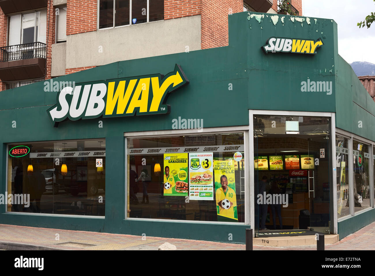 Subway fast food restaurant in the tourist district La Mariscal in Quito, Ecuador Stock Photo