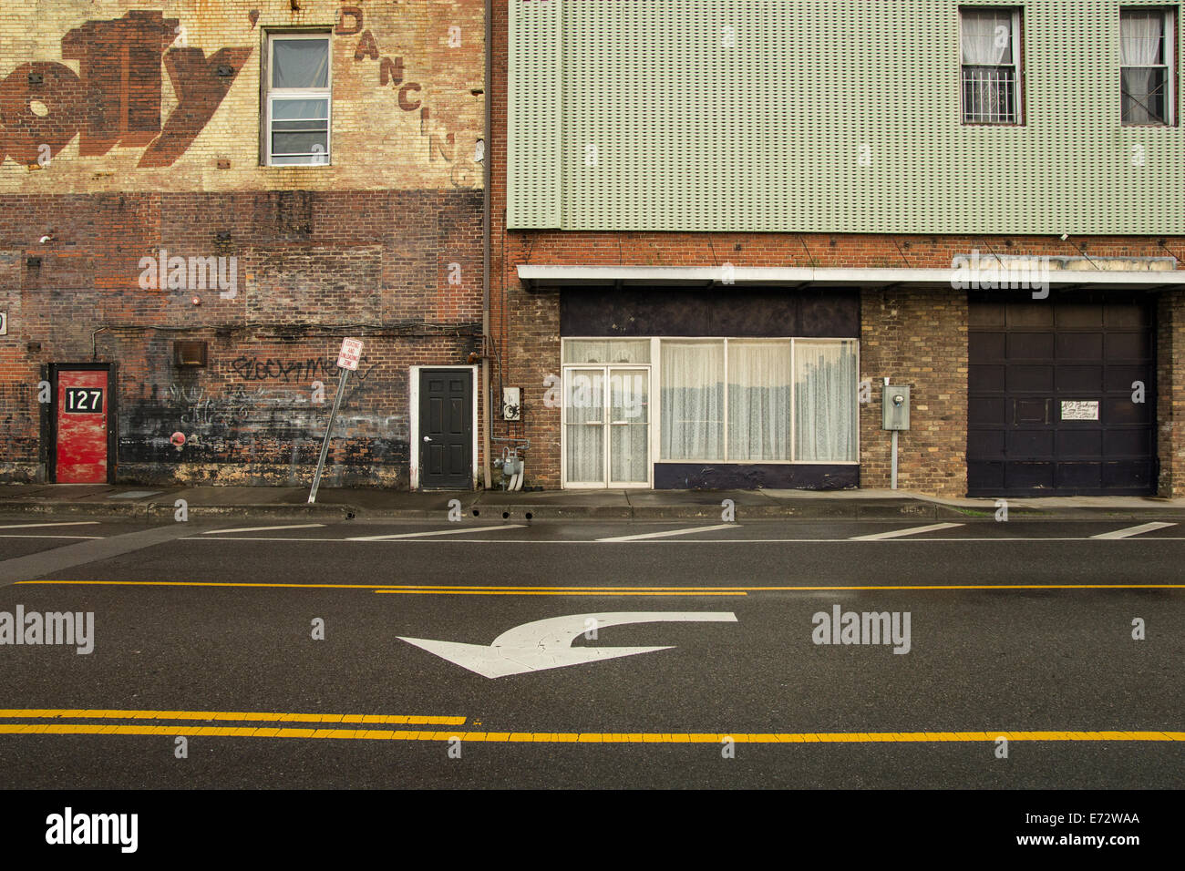 A rundown view of a small Southern town in the USA. Stock Photo